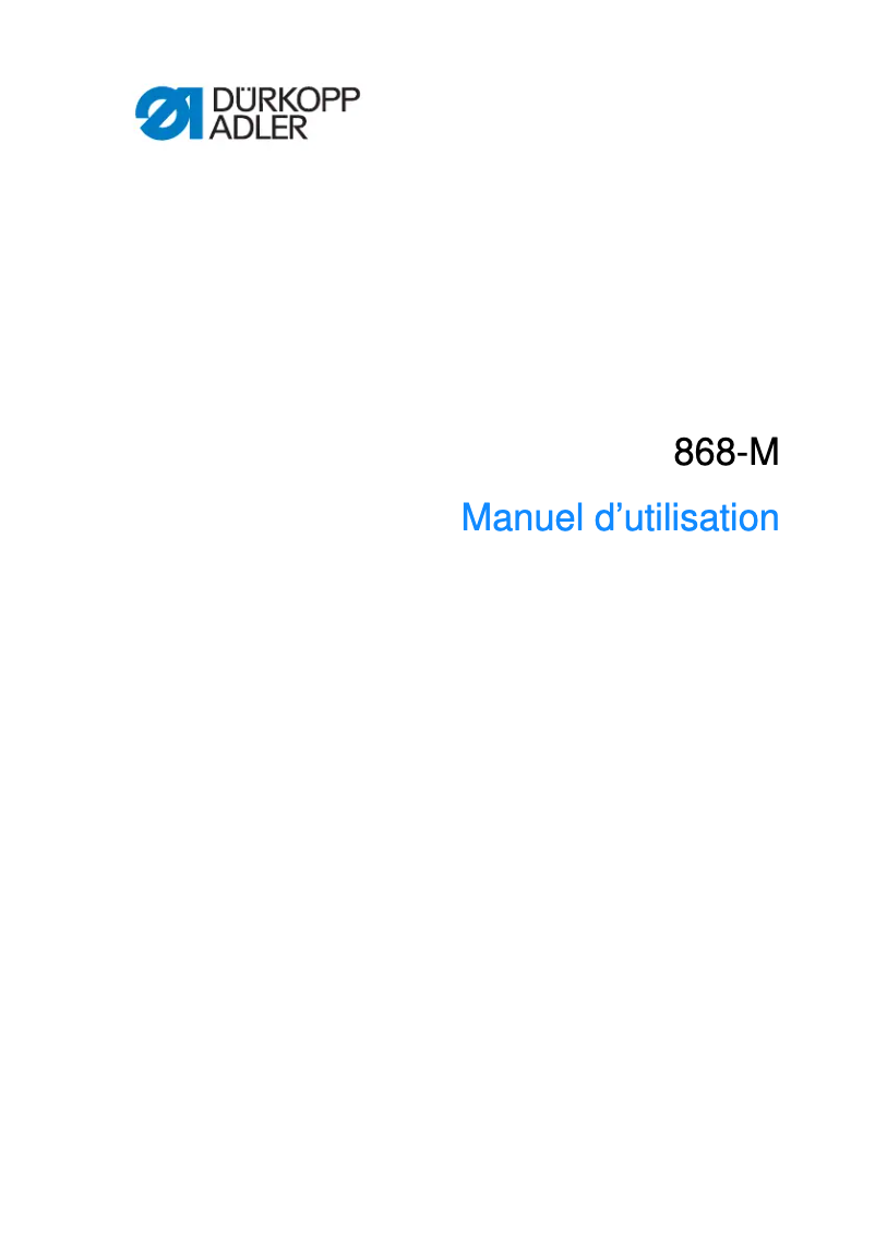 Page 1 of the manual User Manual Dürkopp Adler 868-M