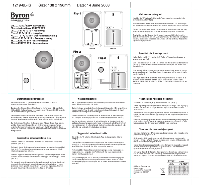 Image de la première page du manuel de l'appareil 1219