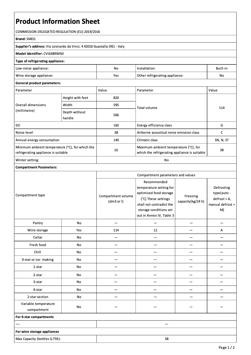 Page n°1 - Brochure Smeg CVI638RWN3