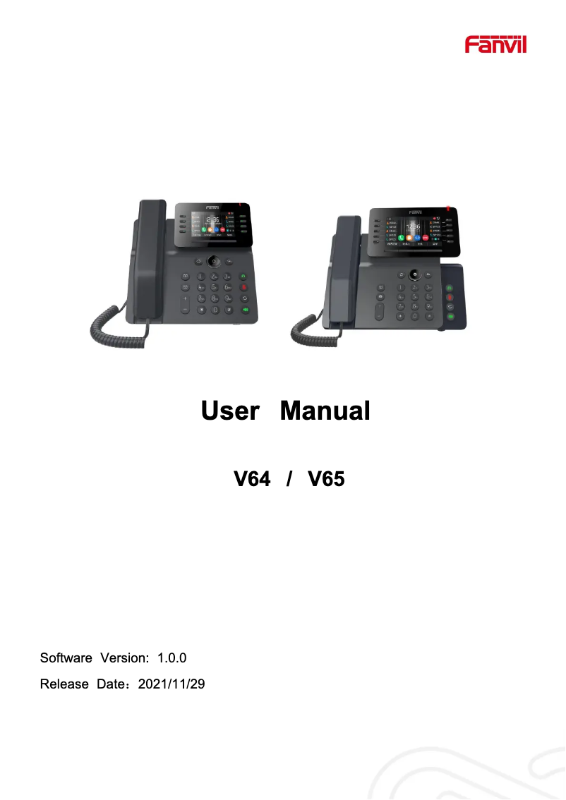 Imagen de la primera página del manual del dispositivo V64