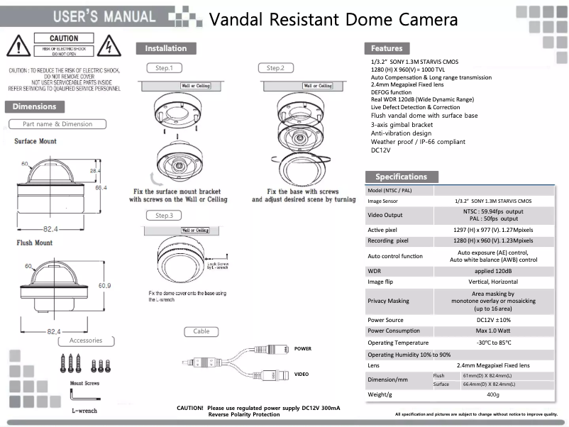 Page 1 of the manual User Manual Costar CDC3124VW