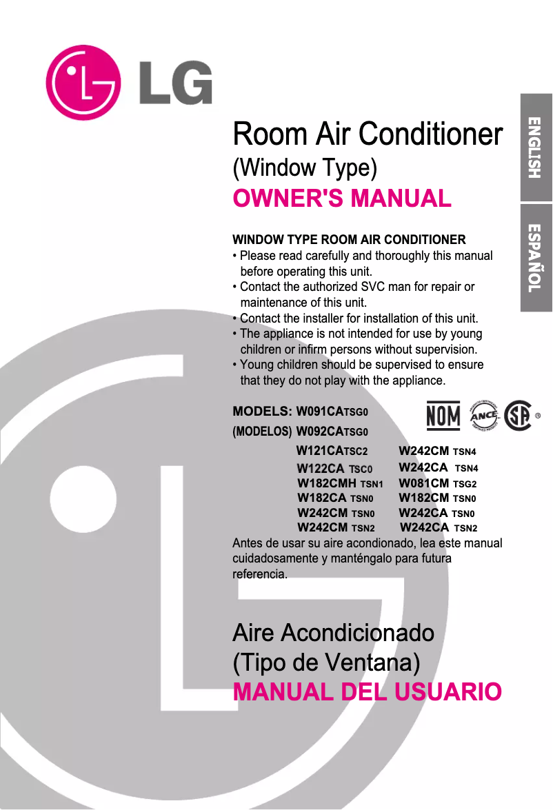 Page 1 de la notice Manuel utilisateur LG W242CM