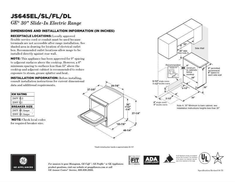 Imagen de la primera página del manual del dispositivo JS645FLDS