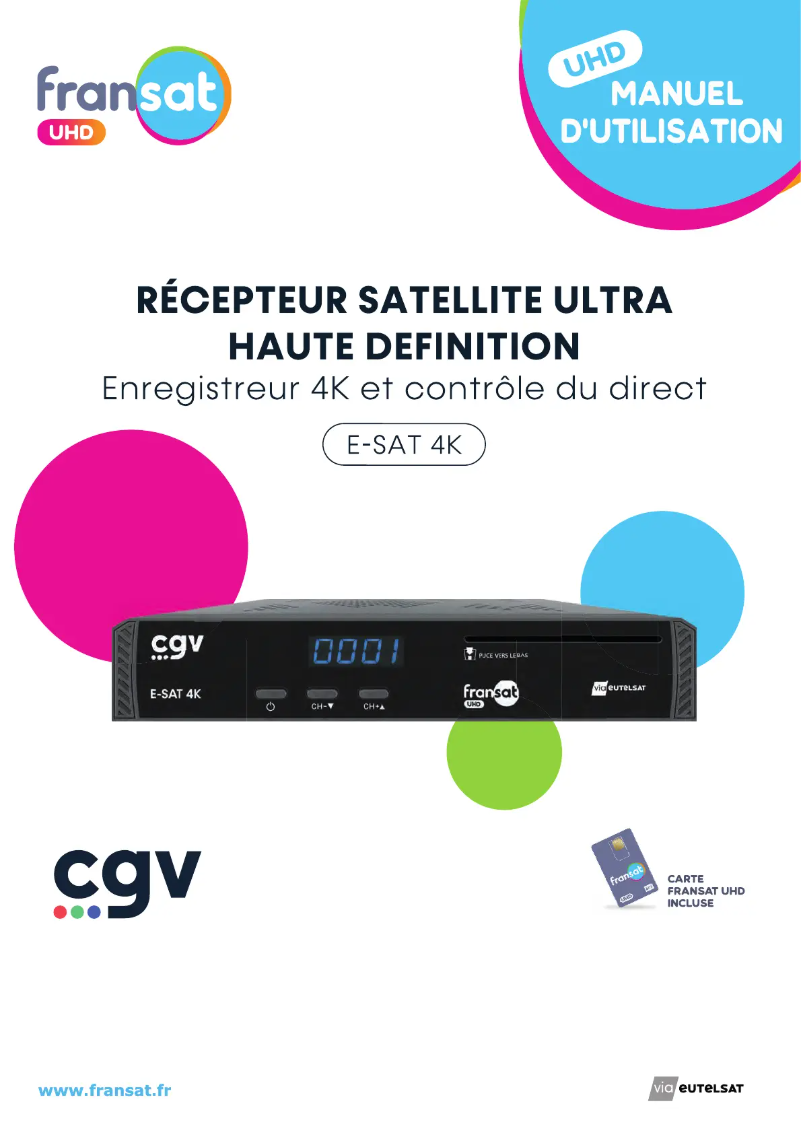 Page 1 de la notice Manuel utilisateur CGV E-SAT 4K