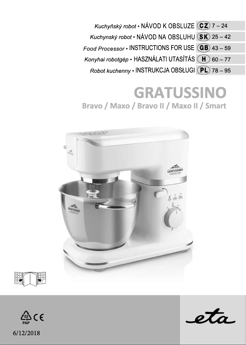 Image de la première page du manuel de l'appareil Gratussino Smart