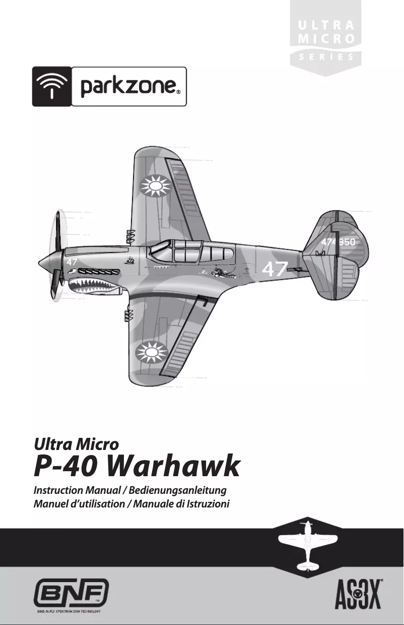 Image de la première page du manuel de l'appareil P-40 Warhawk