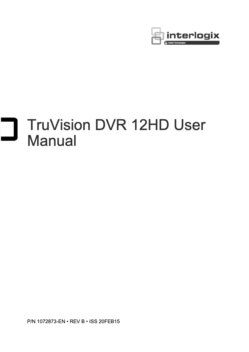 Page n°1 - Manuel utilisateur Interlogix TruVision TVR-1204HD-KB1