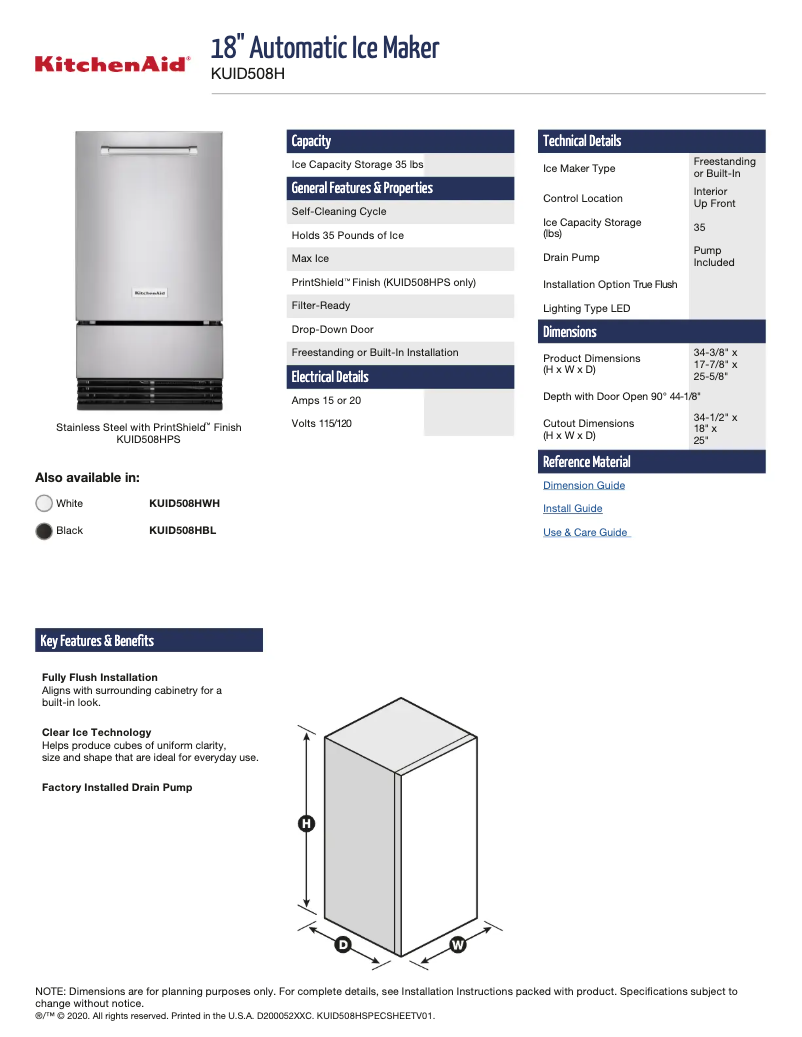 Image de la première page du manuel de l'appareil KUID508HPS