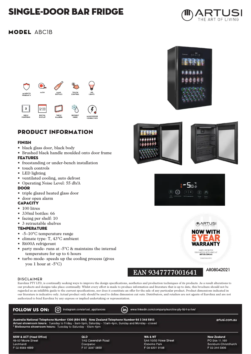 Page 1 of the manual Technical Sheet Artusi ABC1B