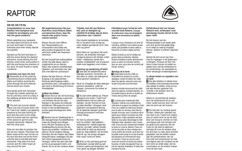Image de la première page du manuel de l'appareil Raptor