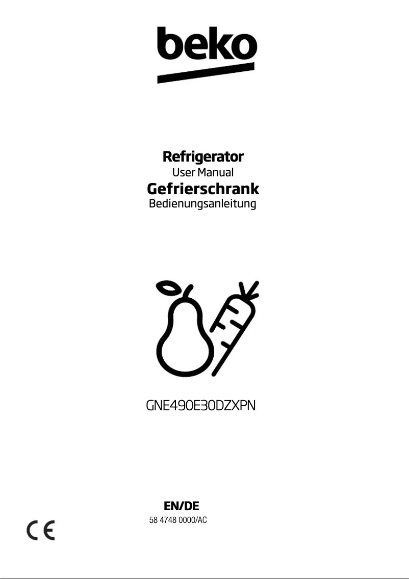 Page 1 de la notice Manuel utilisateur Beko GNE490E30DZXPN