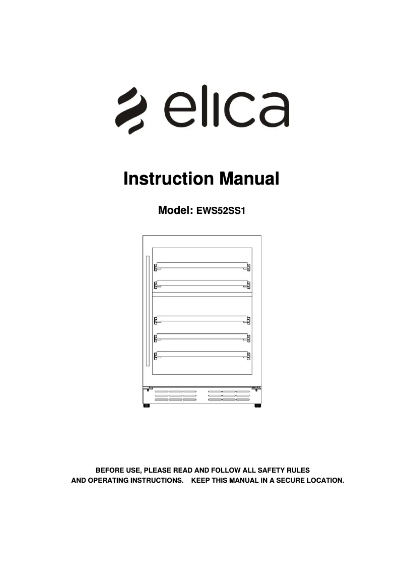 Page 1 de la notice Manuel utilisateur Elica EWS52SS1