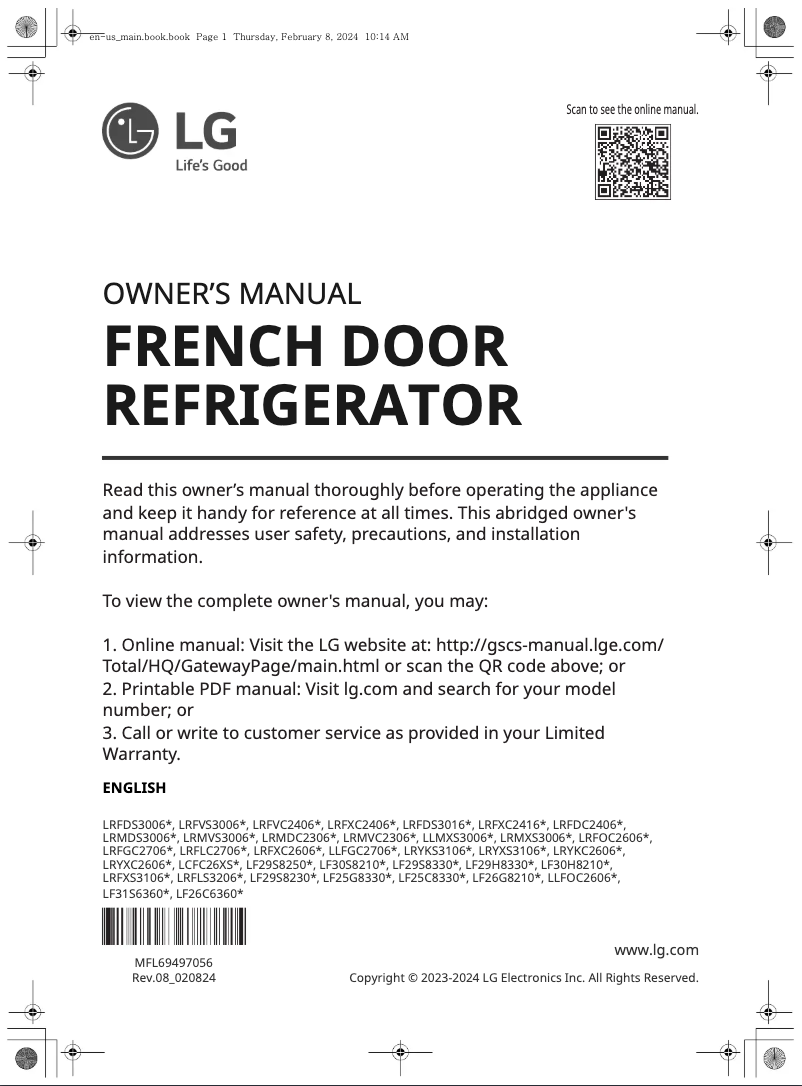 Page 1 of the manual User Manual LG LF26C6360S