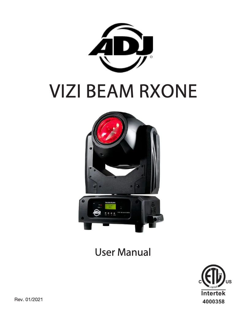Image de la première page du manuel de l'appareil Vizi Beam RXONE