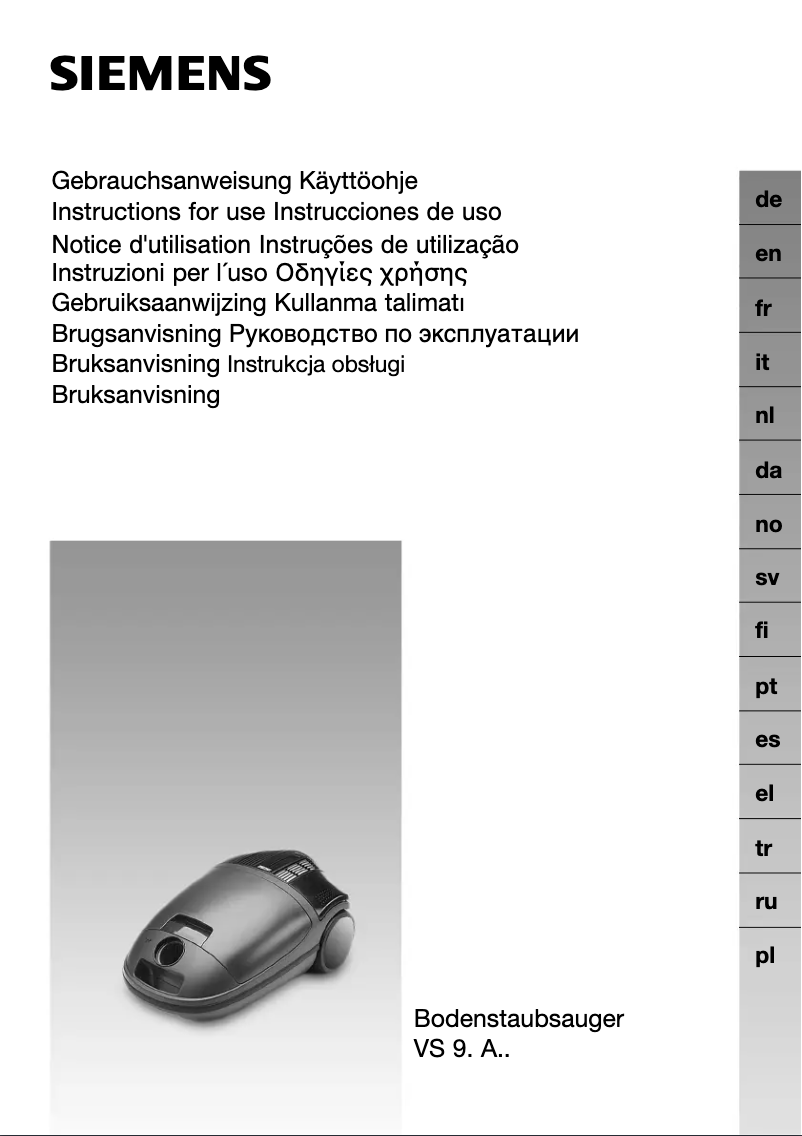 Page 1 de la notice Manuel utilisateur Siemens VS93A01