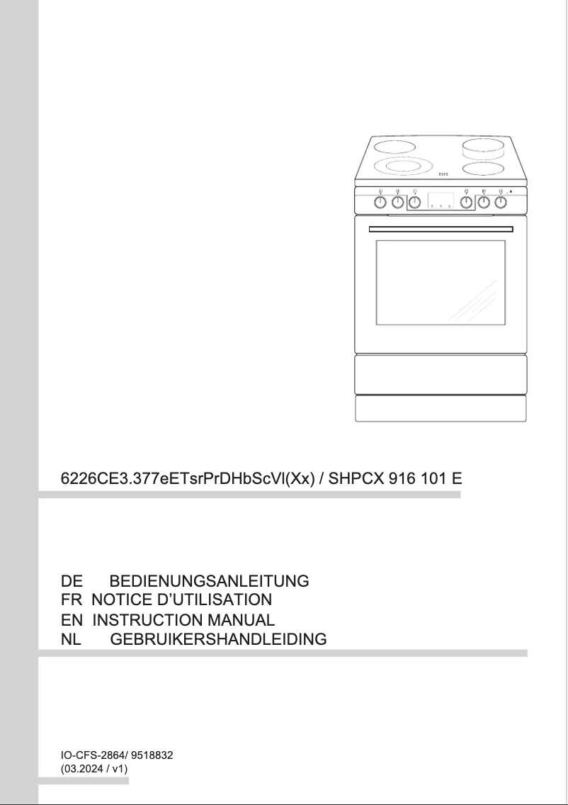 Page 1 de la notice Manuel utilisateur Amica SHPCX 916 101 E