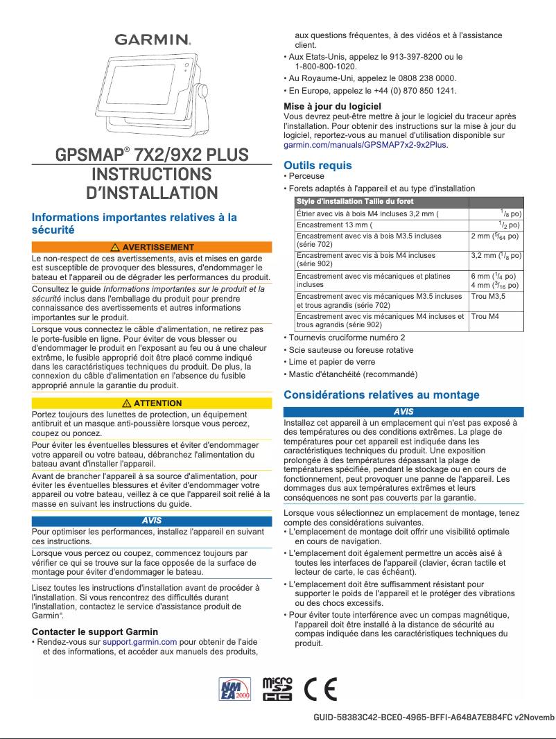 Page n°1 - Guide d'installation Garmin GPSMAP 722xs Plus
