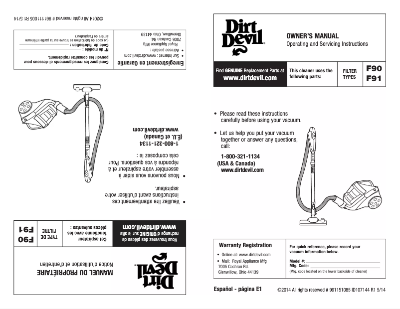 Image de la première page du manuel de l'appareil Dash SD40050B