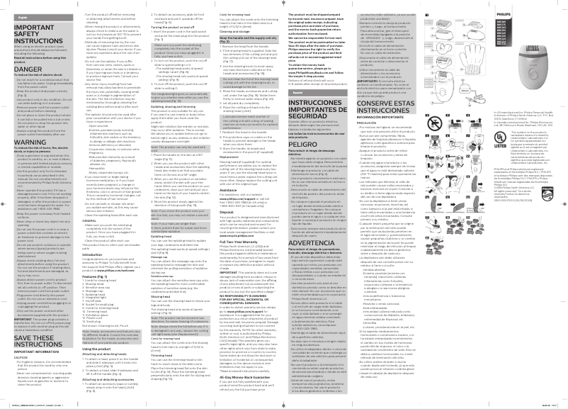 Page 1 de la notice Manuel utilisateur Philips Satinelle Essential BRP533