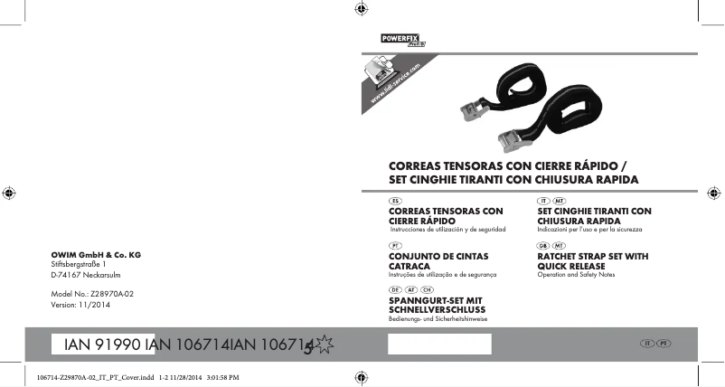 Page n°1 - Manuel utilisateur Powerfix Z28970A-02