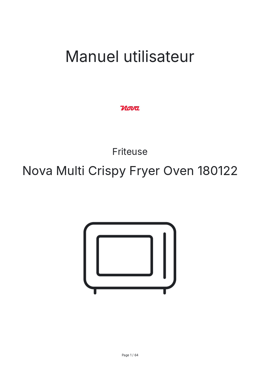Image de la première page du manuel de l'appareil Multi Crispy Fryer Oven 180122
