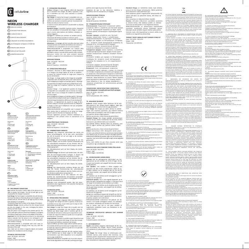 Page 1 de la notice Manuel utilisateur Cellular Line Neon Wireless Charger