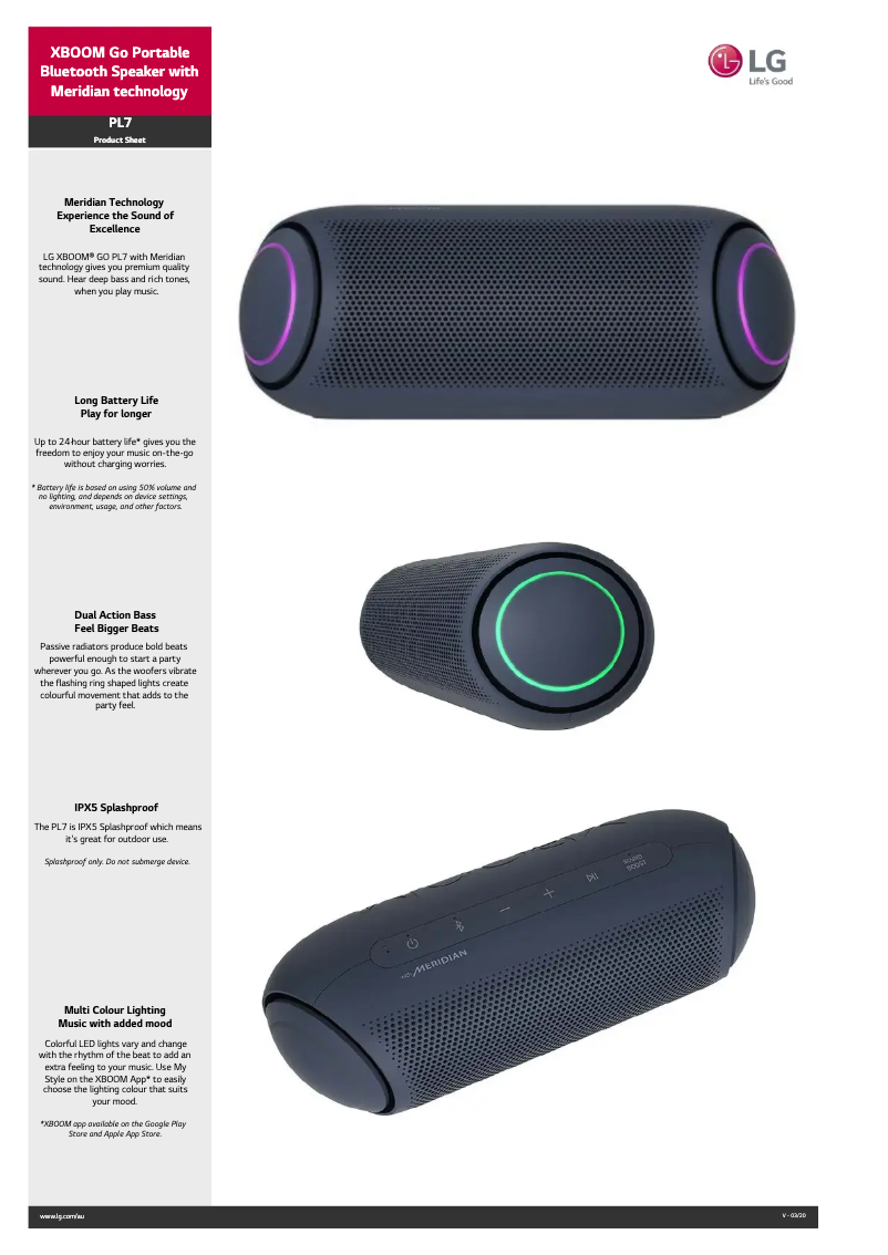 Image de la première page du manuel de l'appareil XBoom Go PL7