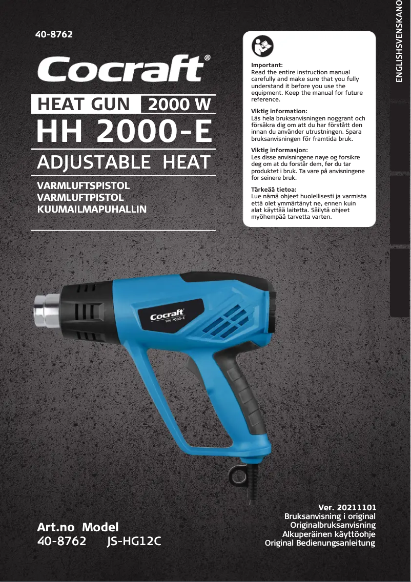 Page 1 de la notice Manuel utilisateur Cocraft HH 2000-E