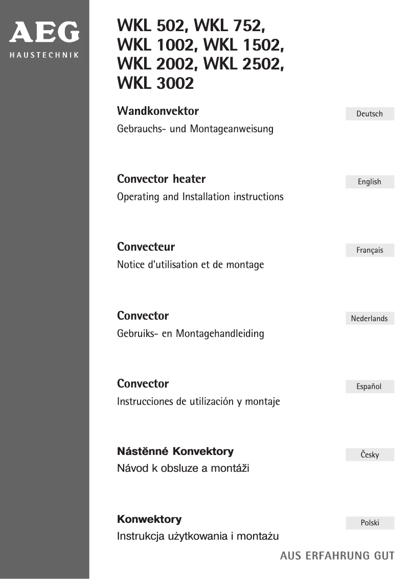 Página 1 del manual Manual de usuario AEG WKL 3002