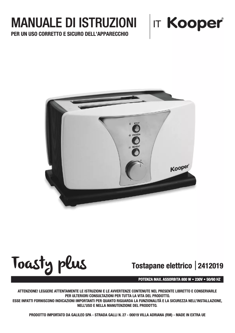 Page 1 de la notice Manuel utilisateur Kooper 2412019