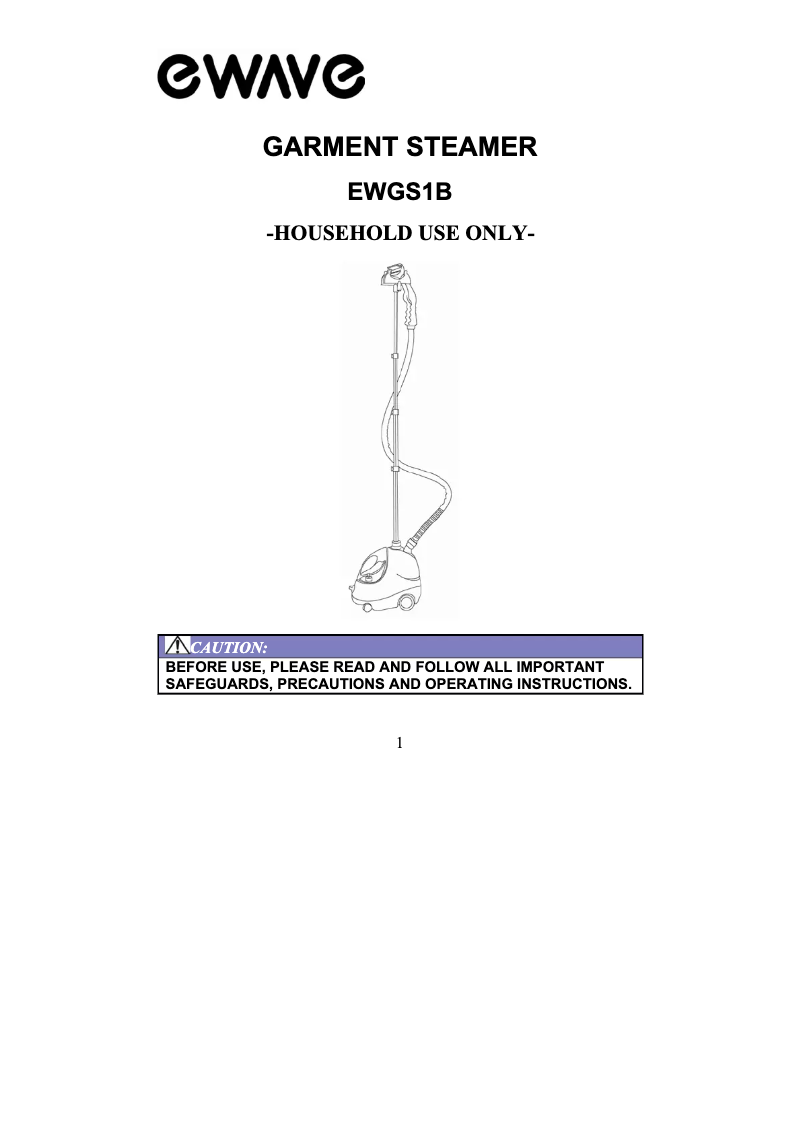 Image de la première page du manuel de l'appareil EWGS1B