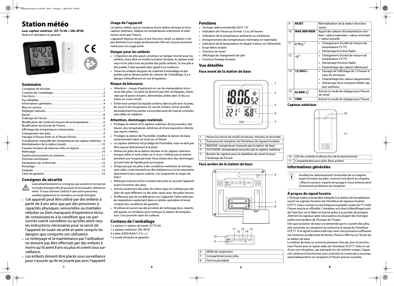 Page 1 de la notice Manuel utilisateur GlobalTronics GT-TS-06