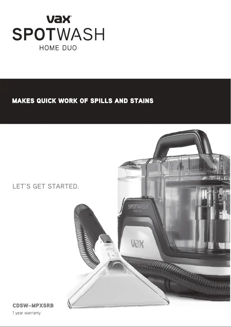 Página 1 del manual Manual de usuario Vax SpotWash Home CDSW-MPXARB