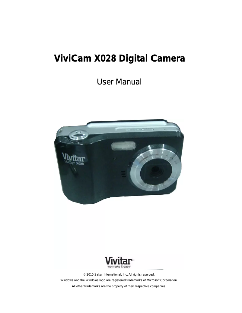 Page n°1 - Manuel utilisateur Vivitar ViviCam X028