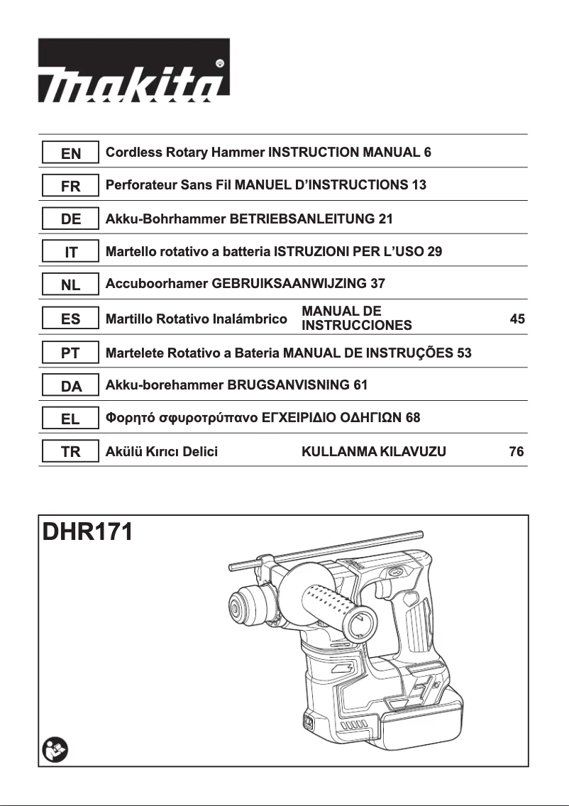 Page 1 de la notice Fiche technique Makita DHR171RTJ