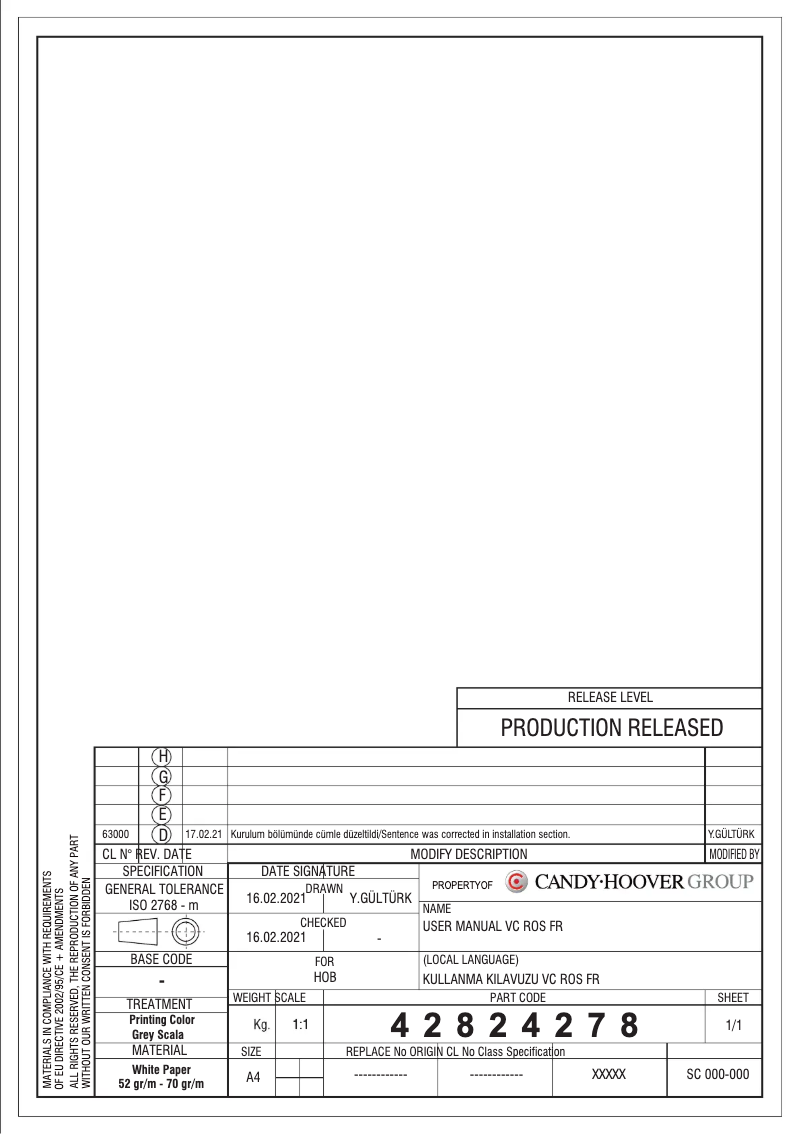 Image de la première page du manuel de l'appareil RH 63 CT/2