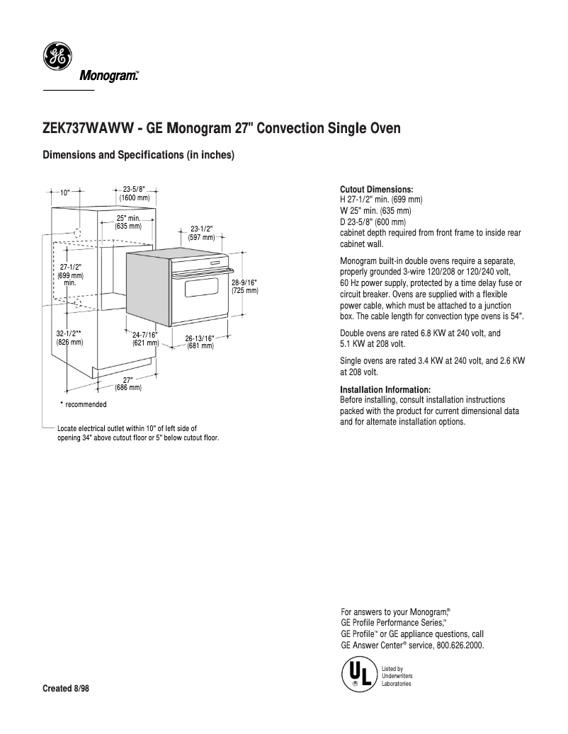 First page image of the manual for ZEK737WAWW