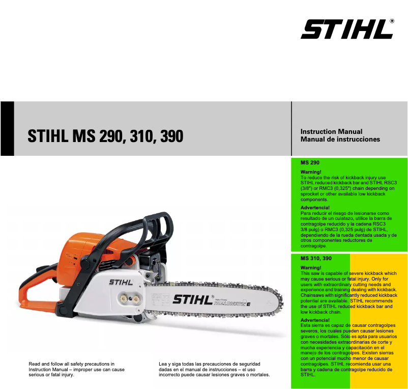 Page 1 de la notice Manuel utilisateur Stihl MS 390