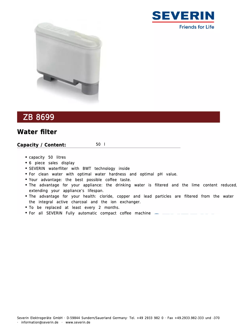 Page n°1 - Manuel utilisateur Severin ZB 8699