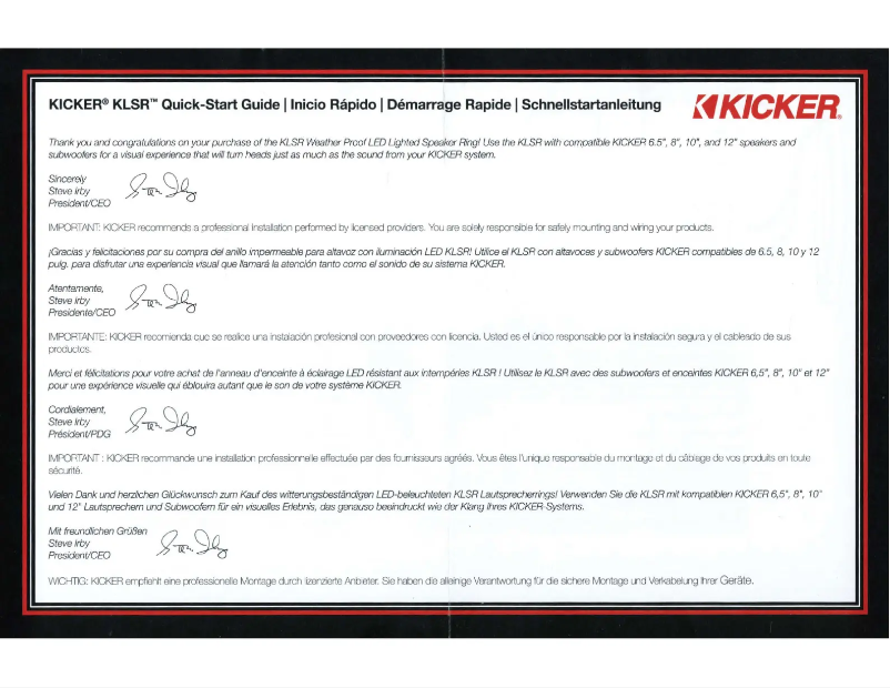 Page 1 de la notice Manuel utilisateur Kicker 47KLSR65