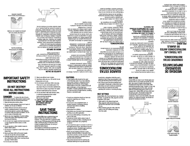 Page 1 de la notice Manuel utilisateur Conair True Glow Heated Beauty Mitts