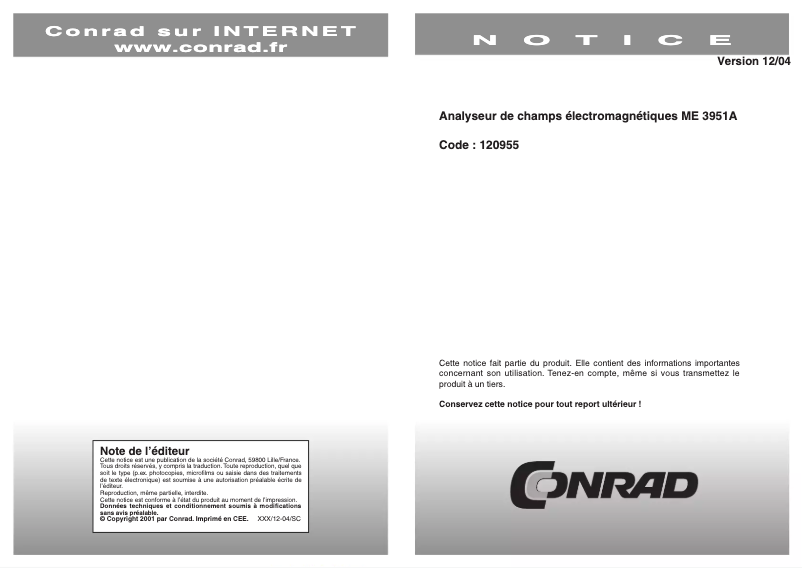 Imagen de la primera página del manual del dispositivo ME 3951 A