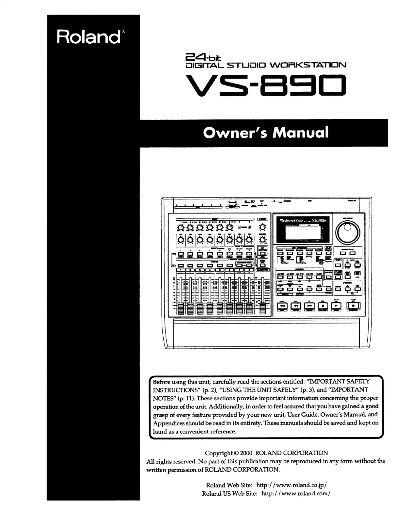 Page 1 of the manual User Manual Roland VS-890