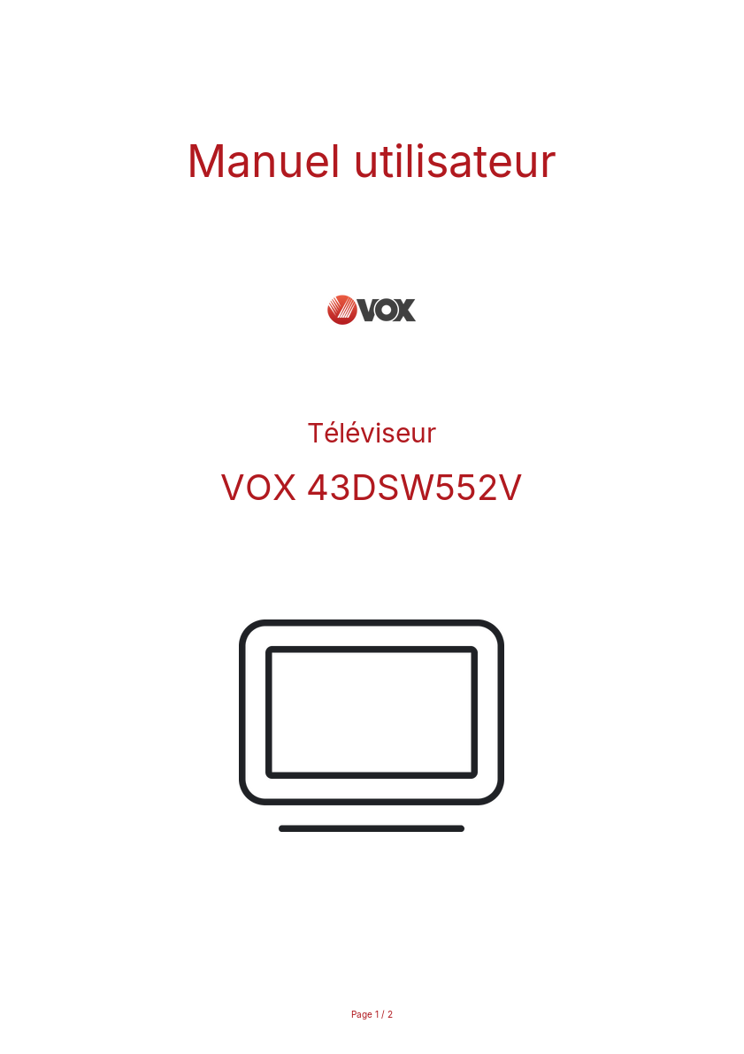 Page n°1 - Manuel utilisateur VOX 43DSW552V