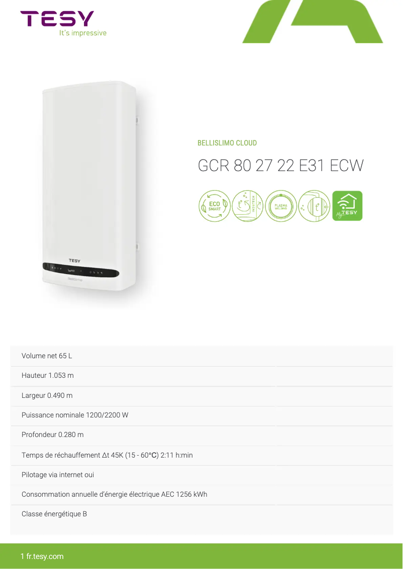 Image de la première page du manuel de l'appareil BelliSlimo Cloud 80