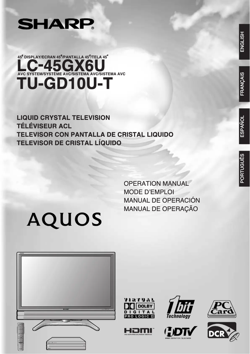 Page 1 de la notice Manuel utilisateur Sharp AQUOS LC-45GX6U