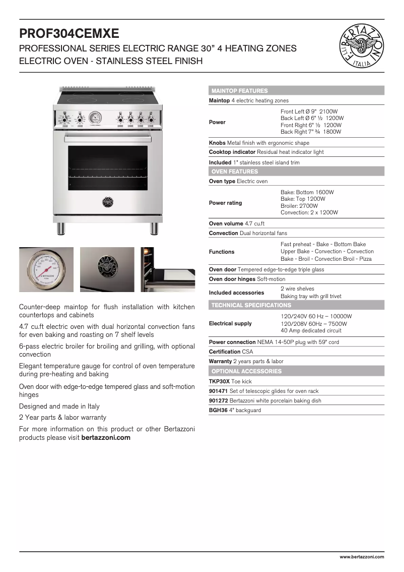 Image de la première page du manuel de l'appareil PROF304CEMXE