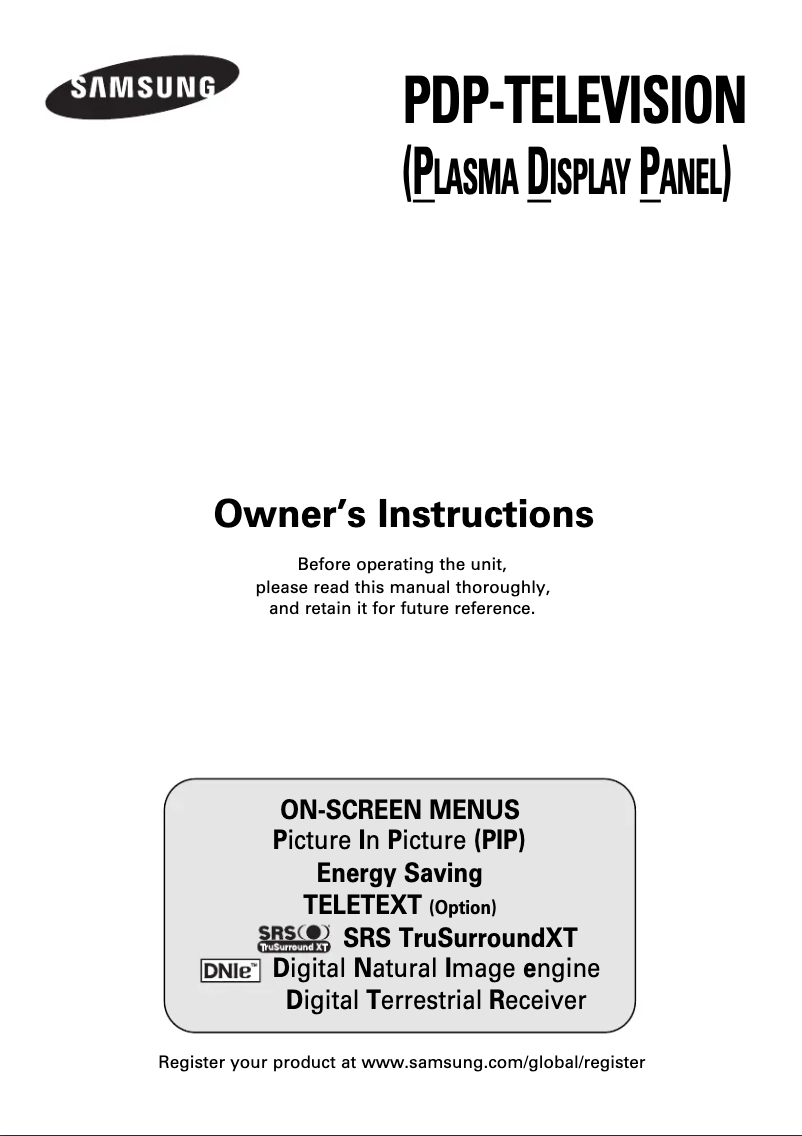 Image de la première page du manuel de l'appareil PS-50P7HD