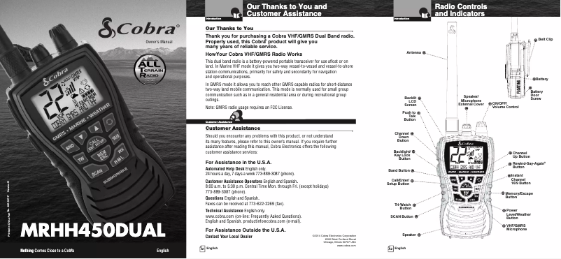 Page n°1 - Manuel utilisateur Cobra MR HH450 DUAL