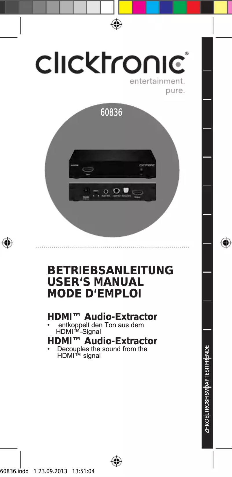 Image de la première page du manuel de l'appareil 60836